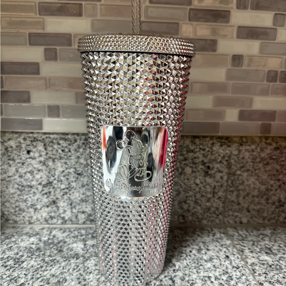 NEW Starbucks Silver Studded Tumbler with Mickey